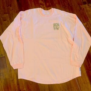 DISNEYWORLD Spirit Jersey Size XL Peach Gold Glitter Cotton Long Sleeve Oversize